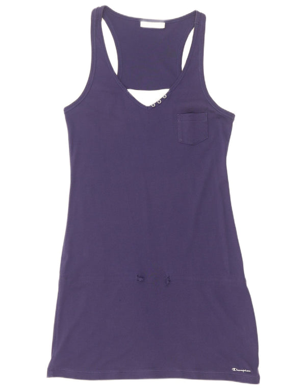 Champion Womens Sleeveless T-Shirt Dress UK 18 XL Navy Blue Colourblock