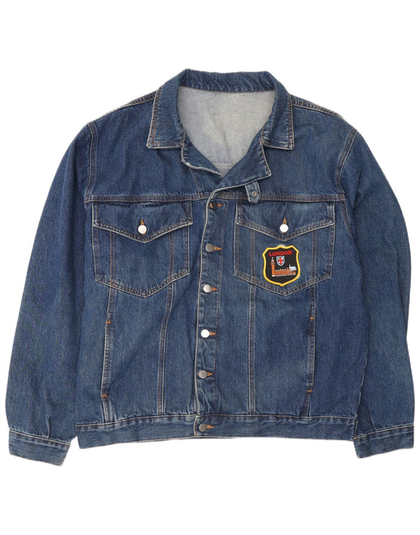Giacca di jeans vintage da uomo UK 44 2XL cotone blu