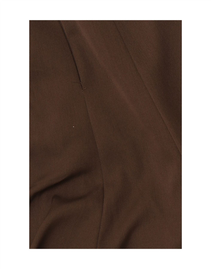 Gonna a trapezio pieghettata a vita alta da donna VINTAGE UK 12 media W28 marrone