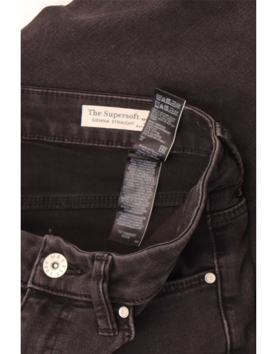 Jeans dritti Marks & Spencer da donna Sienna UK 12 medio W30 L30 neri