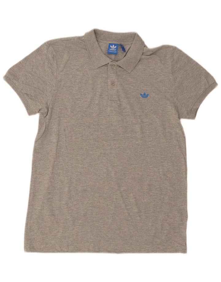 Polo Adidas da uomo grande in cotone grigio