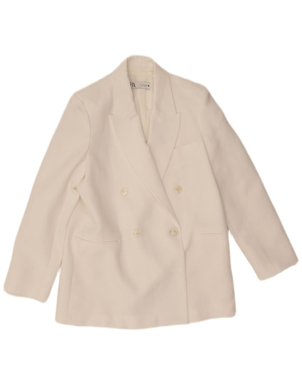 Giacca blazer doppiopetto da donna Zara UK 14 poliestere bianco medio