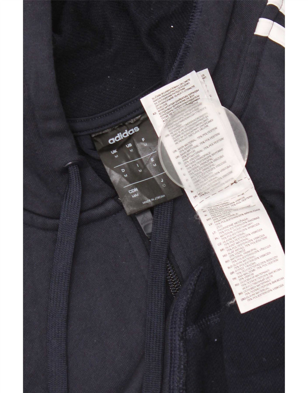 Maglione con cappuccio e zip Adidas Climalite da uomo medio in poliestere blu navy