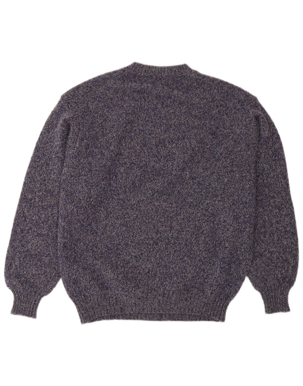 Maglione maglione girocollo da uomo Benetton grande viola screziato