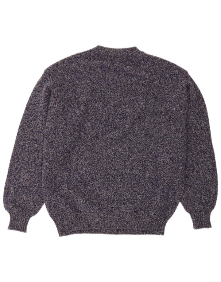 Maglione maglione girocollo da uomo Benetton grande viola screziato
