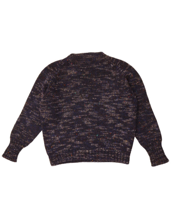 Maglione girocollo da uomo vintage IT 50 Lana screziata medio blu navy