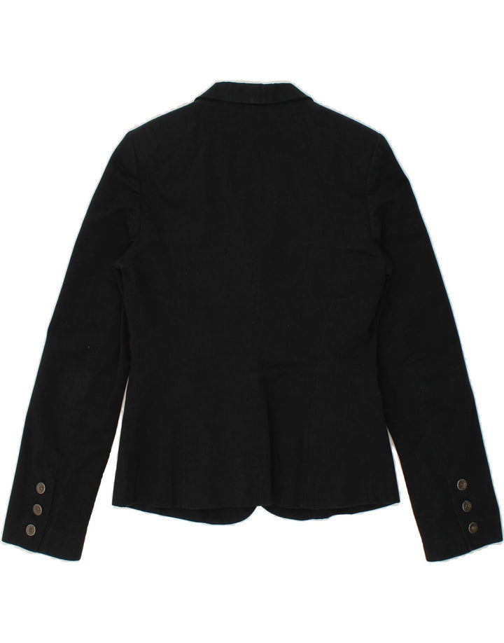 PHARD Womens 3 Button Blazer Jacket UK 14 Large Black Cotton Vintage Phard and Second-Hand Phard from Messina Hembry 