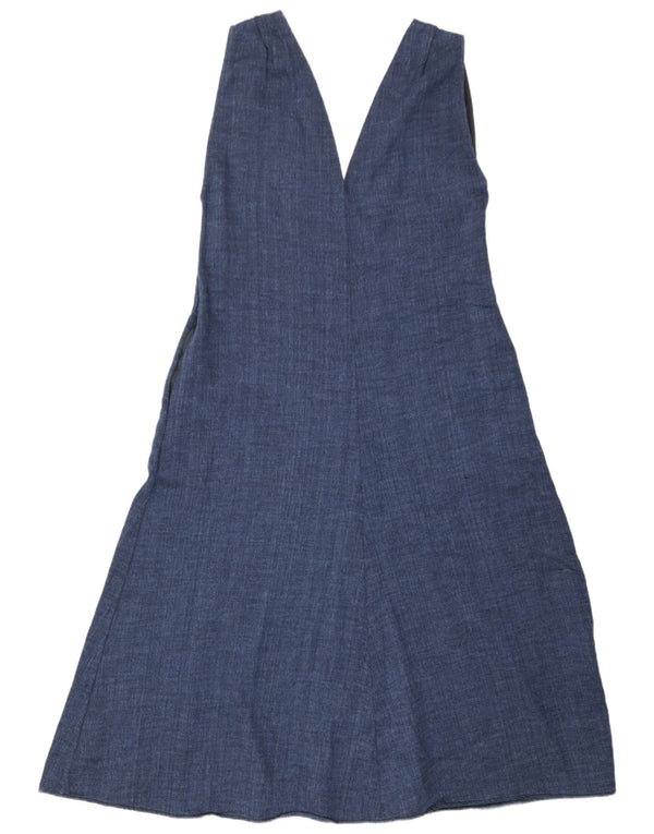 Massimo Dutti Abito da donna senza maniche a trapezio UK 14 Grande lino blu navy
