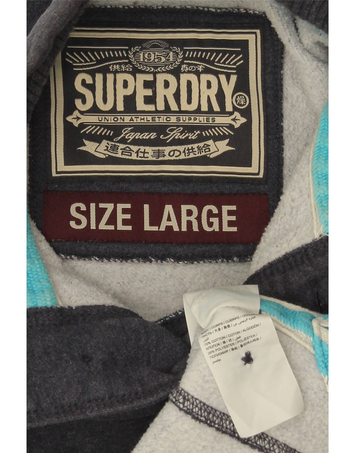 Felpa da uomo con collo abbottonato Superdry, maglione grande, cotone blu navy