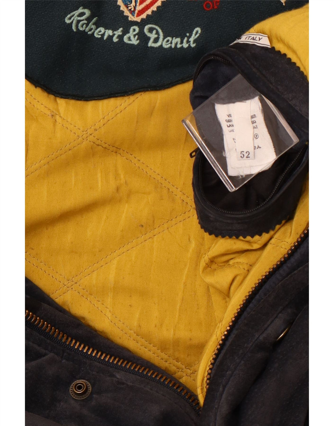 Cappotto vintage da uomo in pelle scamosciata scamosciata IT 52 XL in pelle blu navy