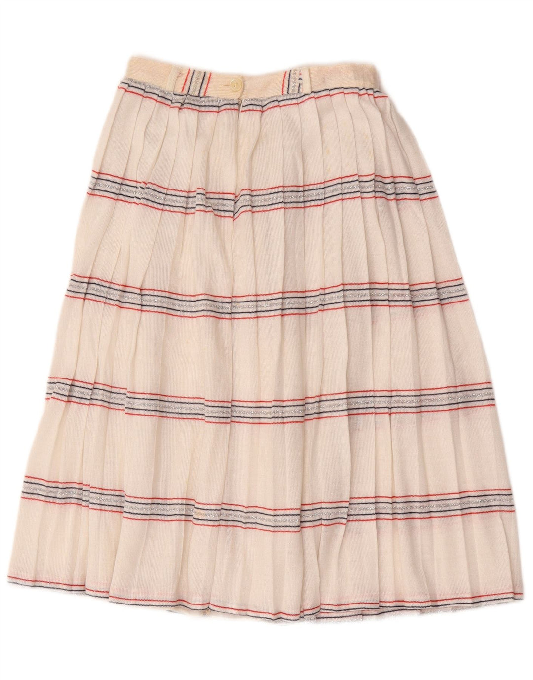 Gonna a trapezio a pieghe vintage da donna W26 piccola a righe bianche