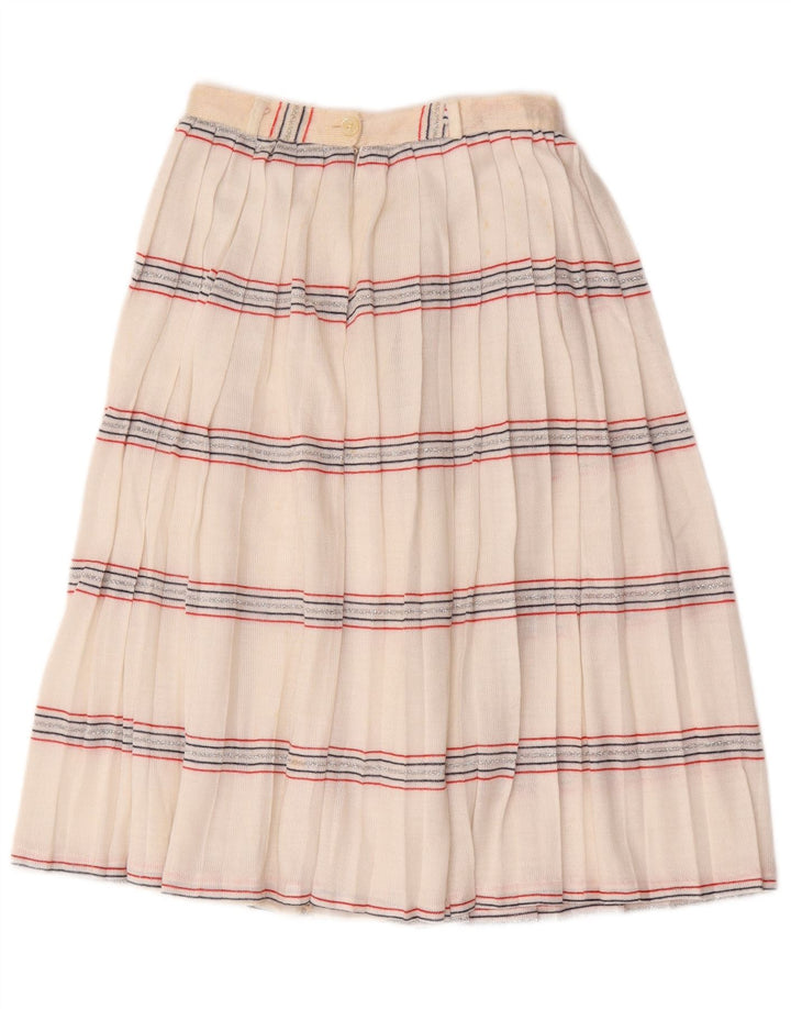 Gonna a trapezio a pieghe vintage da donna W26 piccola a righe bianche