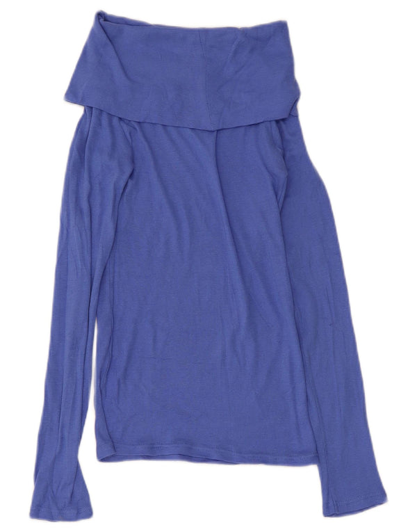 Top Zara da donna a collo alto a maniche lunghe UK 8 piccolo blu