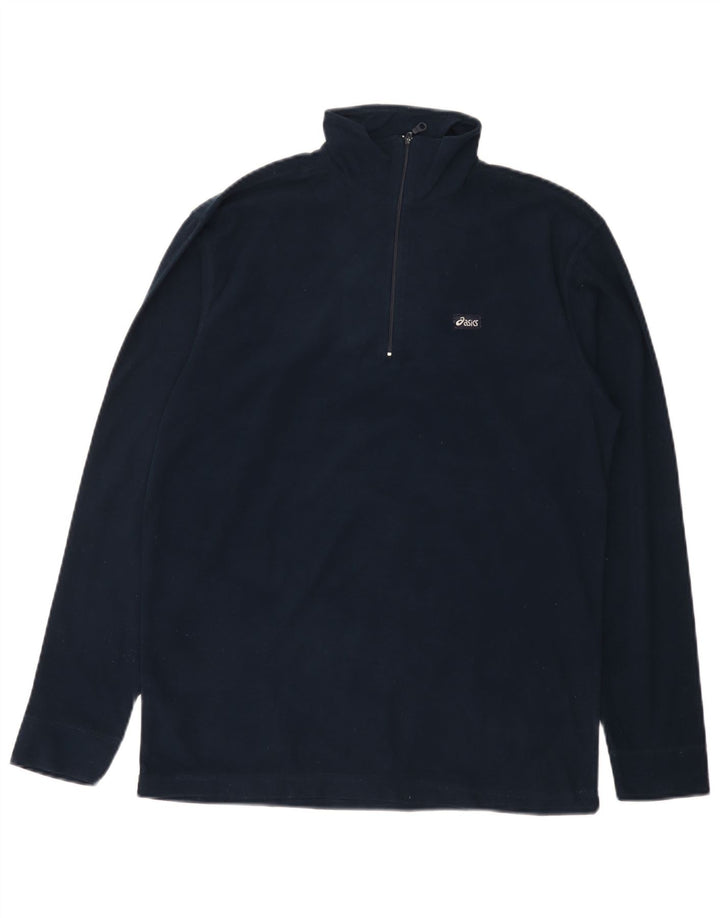 Asics - Tuta da uomo pullover con zip e collo, piccola, in poliestere blu navy