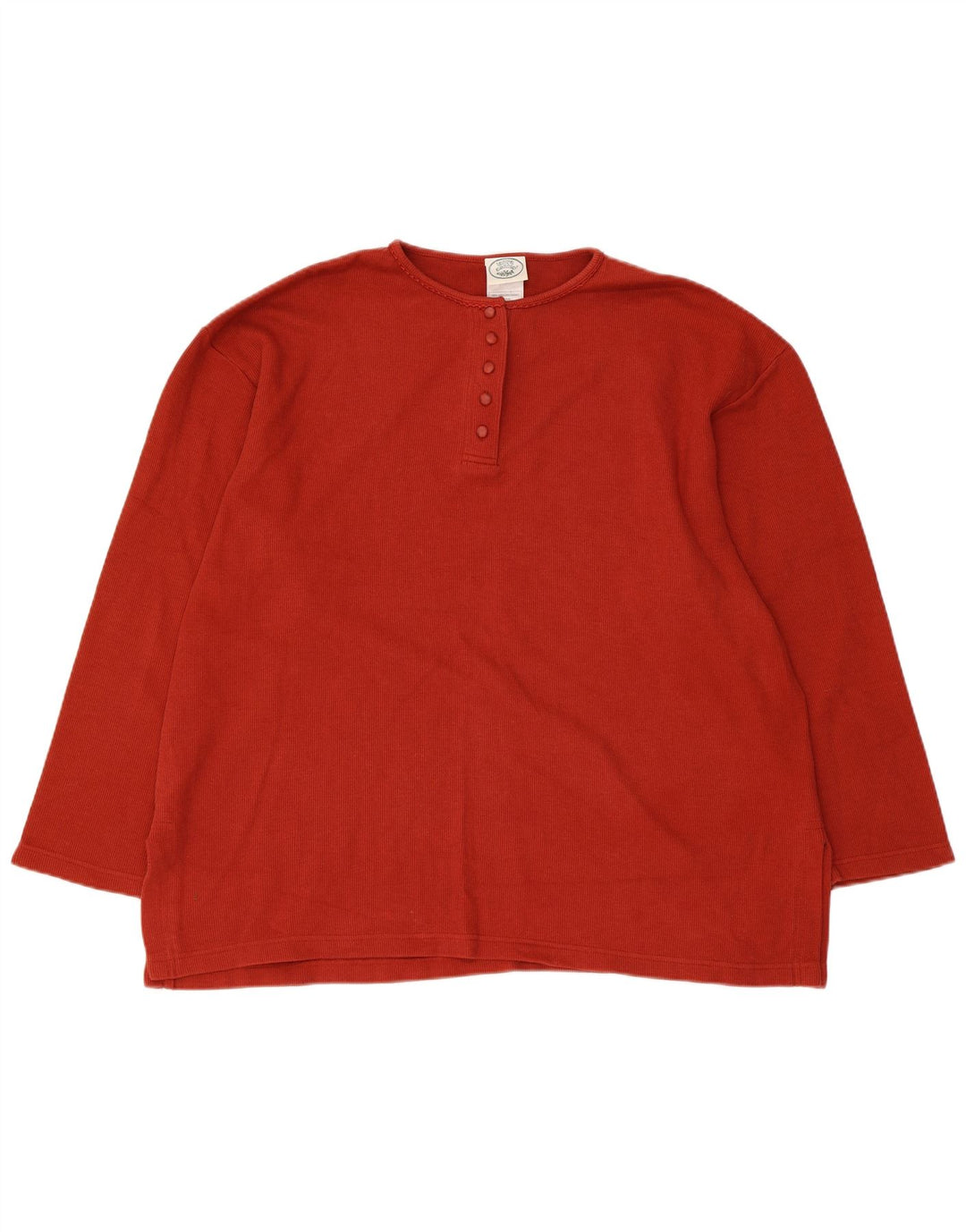 LAURA ASHLEY Top oversize da donna a maniche lunghe UK 18 XL Cotone rosso