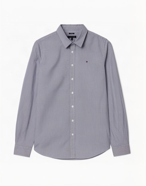 Camicia da donna Tommy Hilfiger Classic Fit UK 12 Cotone gessato blu medio