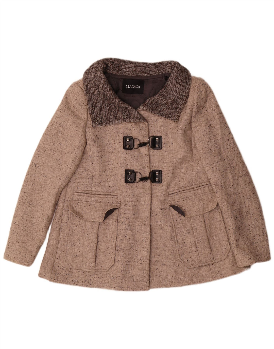 Max & Co. Soprabito corto oversize da donna UK 6 XS Lana screziata beige