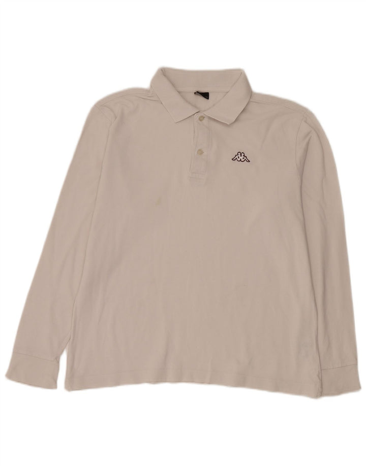 Polo Kappa Uomo Manica Lunga Cotone Bianco Medio
