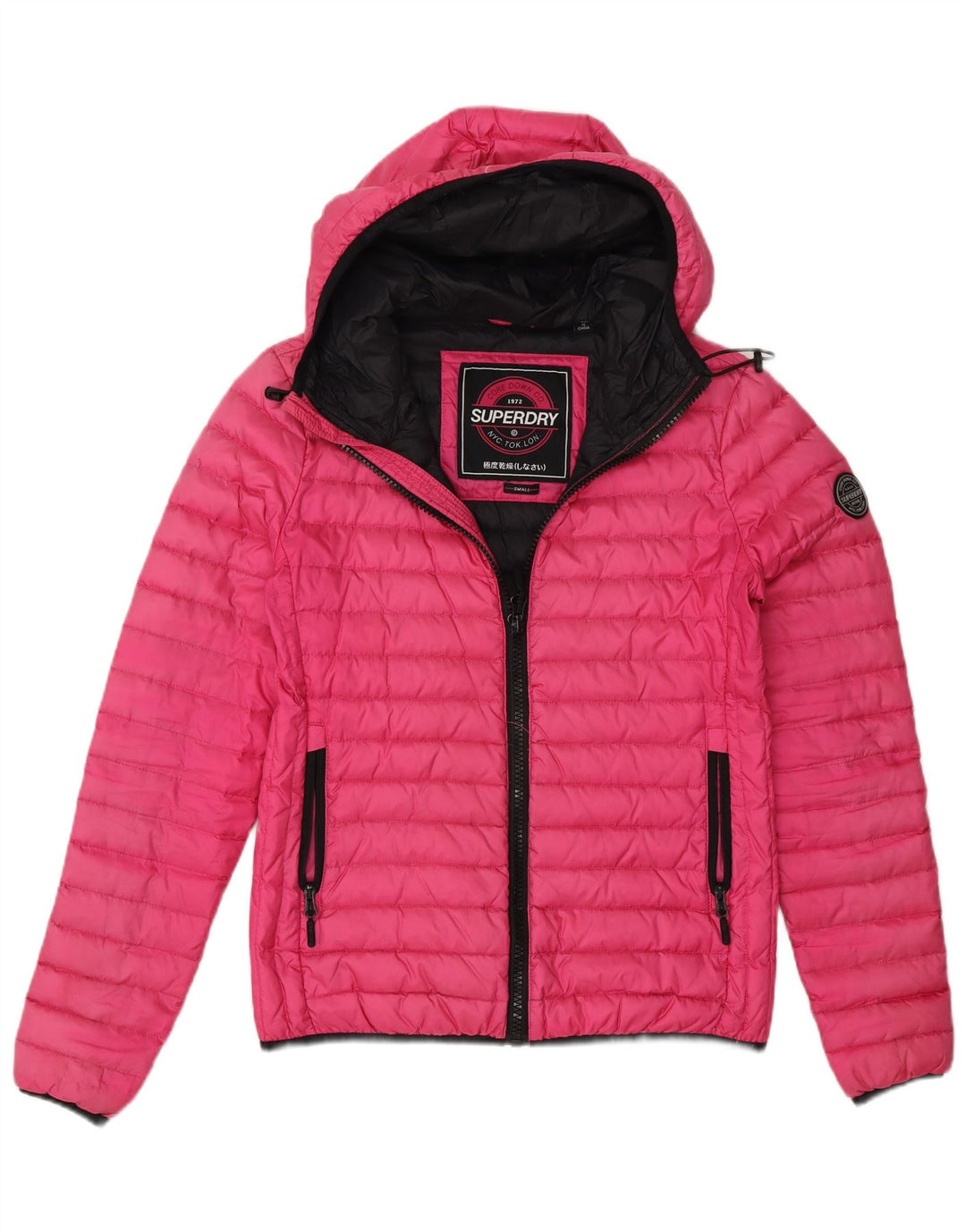 Giacca imbottita con cappuccio da donna Superdry UK 10 Small Pink Nylon