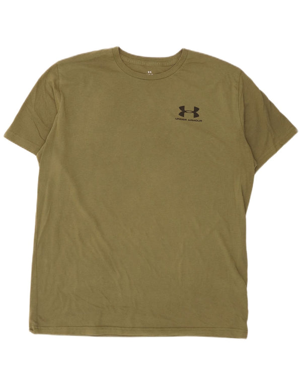 T-shirt da uomo Under Armour Top Large in cotone kaki