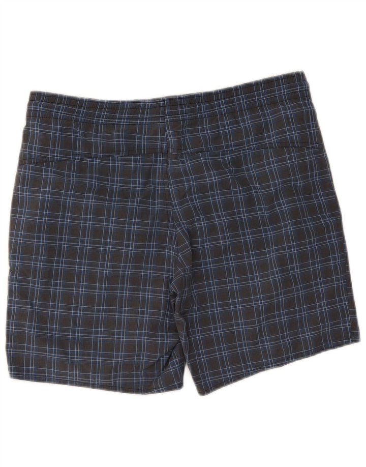 Pantaloncini da bagno da uomo Adidas piccoli in poliestere a quadri blu navy