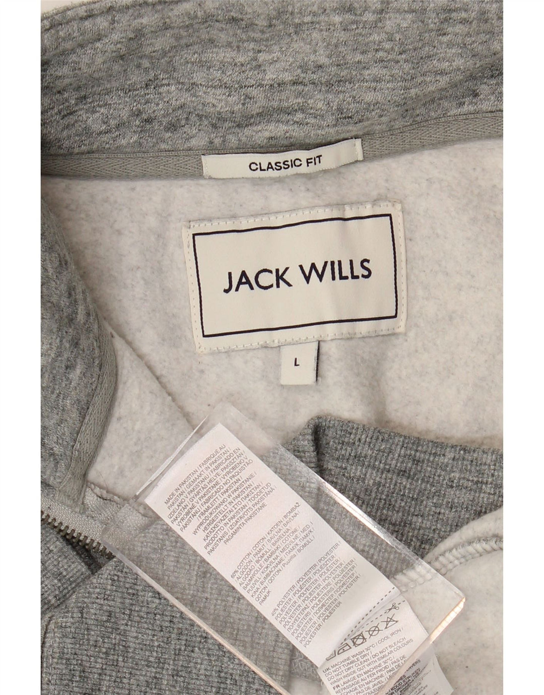 JACK WILLS Felpa da uomo con vestibilità classica, collo con zip, maglione grande, grigio screziato