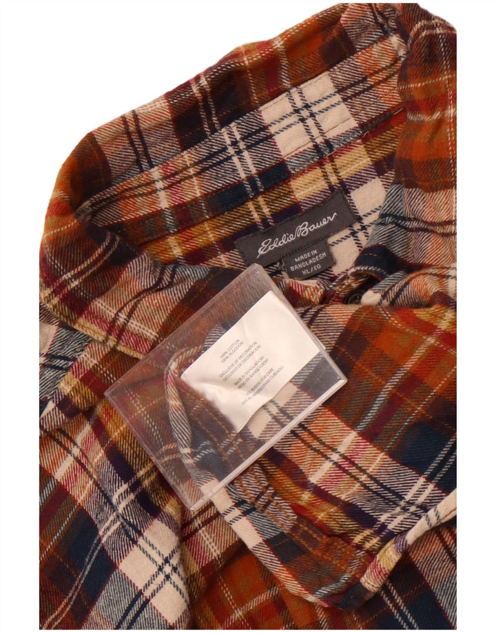 Camicia da uomo in flanella Eddie Bauer XL in cotone a quadri marrone