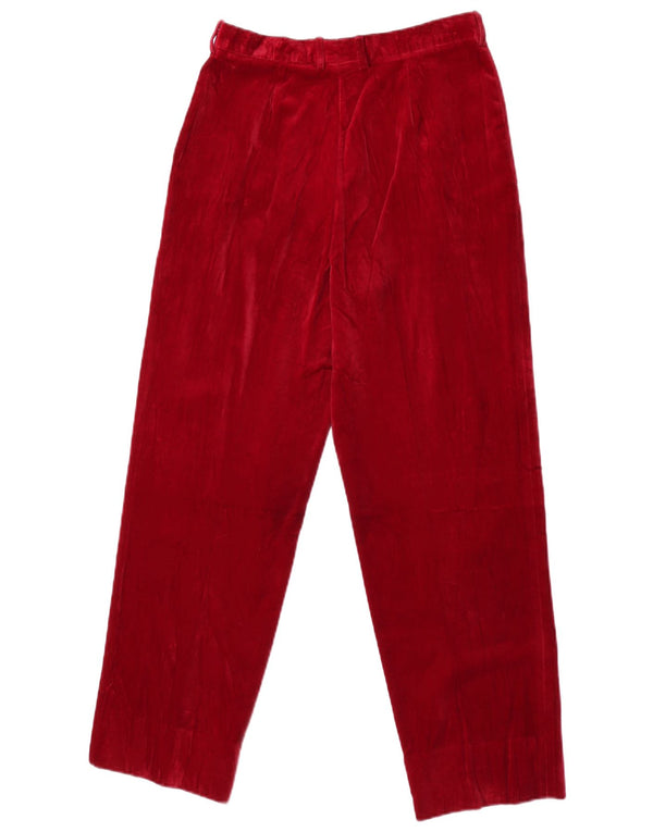 Pantaloni da abito vintage in velluto con picchetti da donna IT 40 piccoli W26 L28 Borgogna