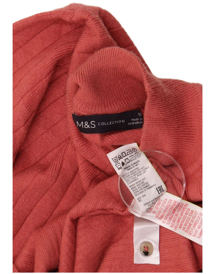 Maglione maglione a collo alto da donna Marks & Spencer UK 12 Viscosa rossa media