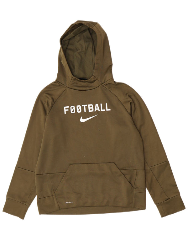 Felpa con cappuccio grafica Nike Dri Fit da ragazzo, 12-13 anni, grande, poliestere kaki