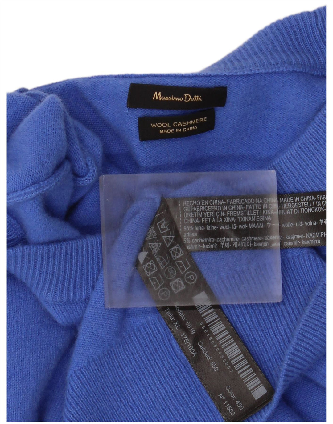 Maglione maglione girocollo da uomo Massimo Dutti XL lana blu