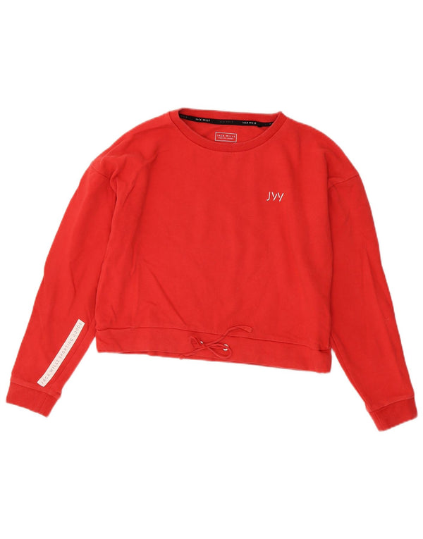 Felpa corta grafica oversize da donna Jack Wills UK 8 piccola rossa