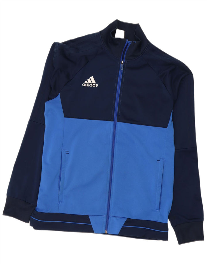 Giacca da ginnastica da uomo Adidas Large in poliestere color block blu navy