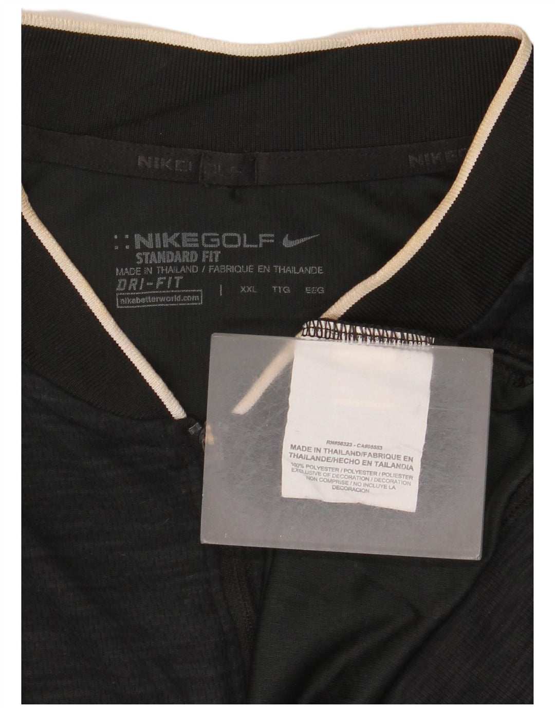 Top della tuta pullover con zip e collo Nike Dri Fit da uomo 2XL nera chiazzata