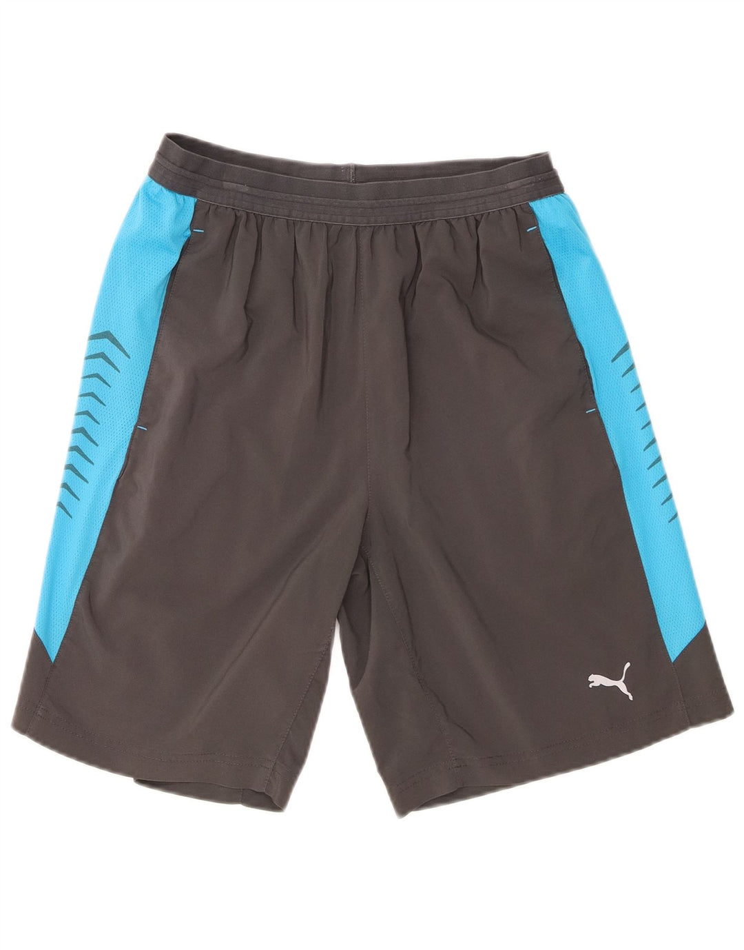 Pantaloncini sportivi da uomo Puma in poliestere color block grigio medio