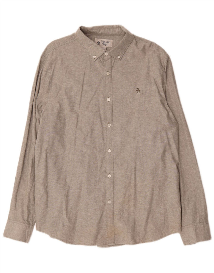 Camicia da uomo Penguin XL in cotone grigio