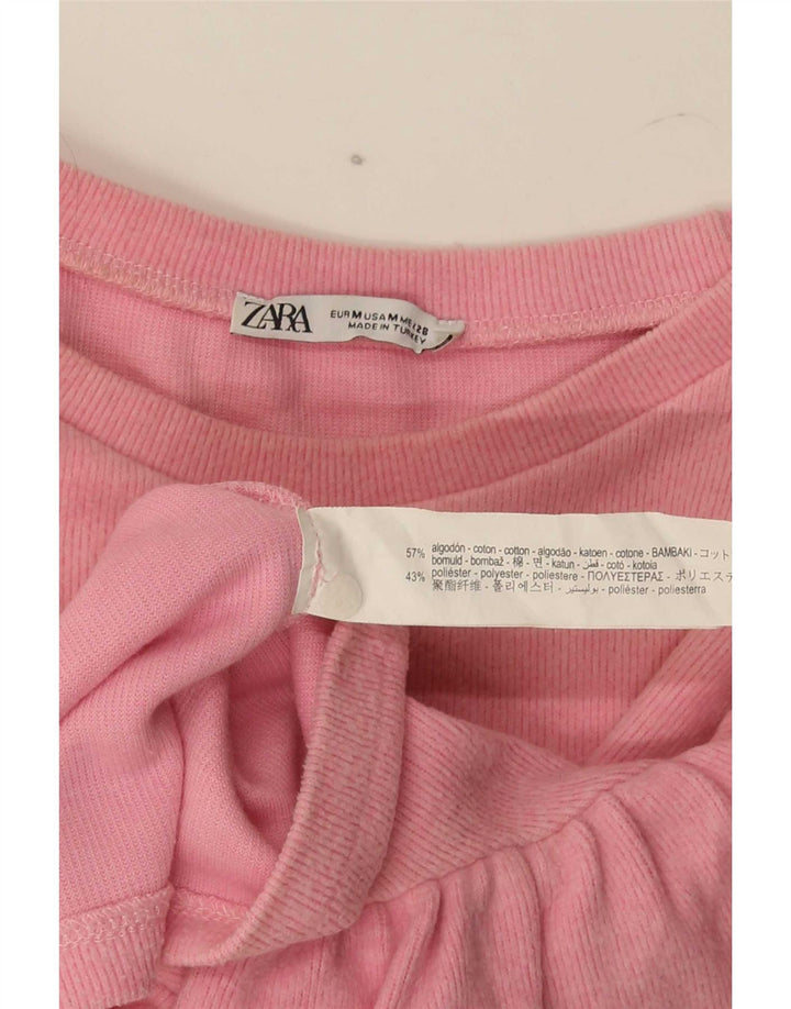 Top corto da donna Zara in camicetta UK 12 in cotone rosa medio