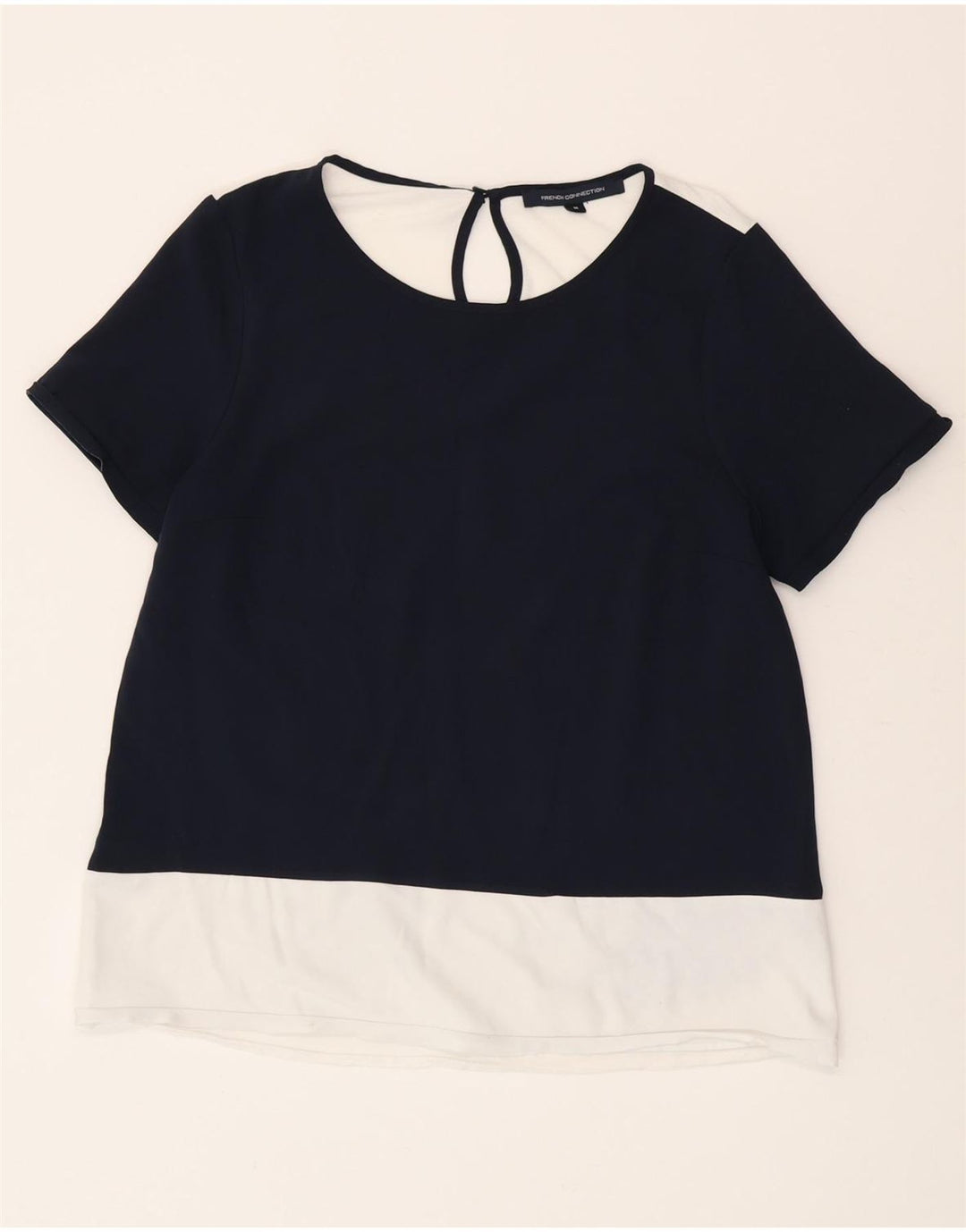 T-shirt da donna French Connection Top UK 14 Medium Navy Blue Colourblock