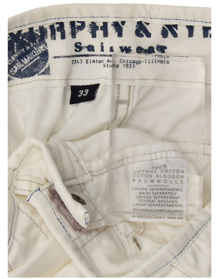 Pantaloni cargo dritti con grafica da uomo Murphy & Nye W33 L27 color block bianco