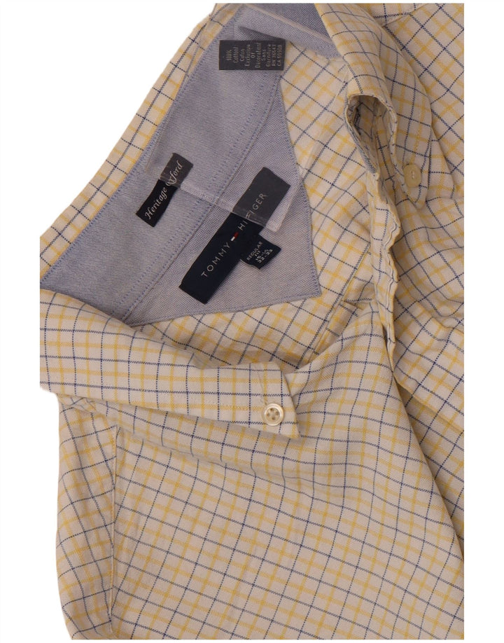 Camicia da uomo vestibilità regolare Tommy Hilfiger taglia 15 1/2 medio giallo a quadri