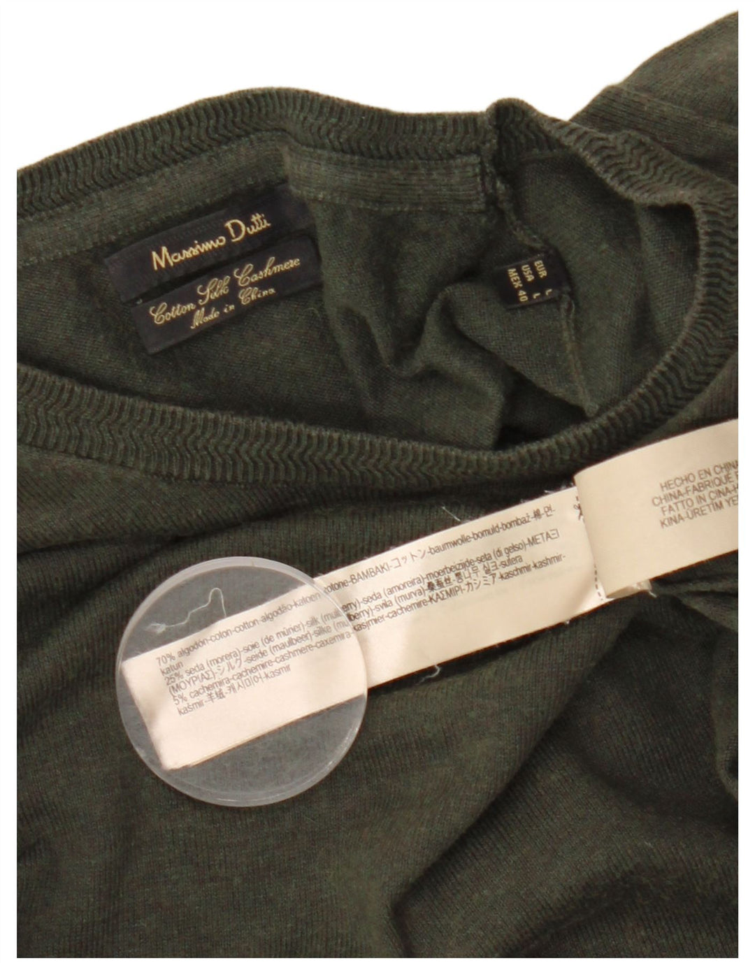 MASSIMO DUTTI Maglione da uomo girocollo grande cotone kaki