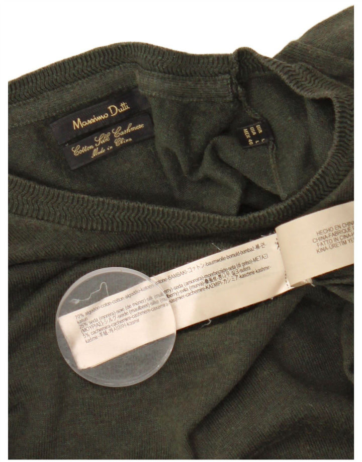 MASSIMO DUTTI Maglione da uomo girocollo grande cotone kaki