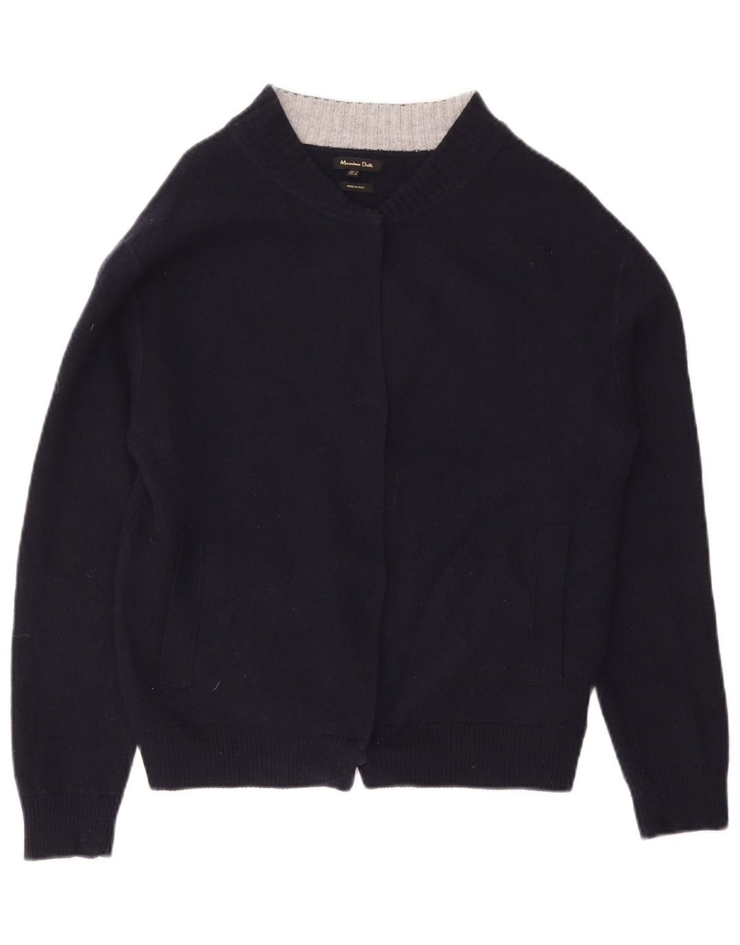 MASSIMO DUTTI Maglione cardigan aperto da donna UK 14 Medio Blu Navy