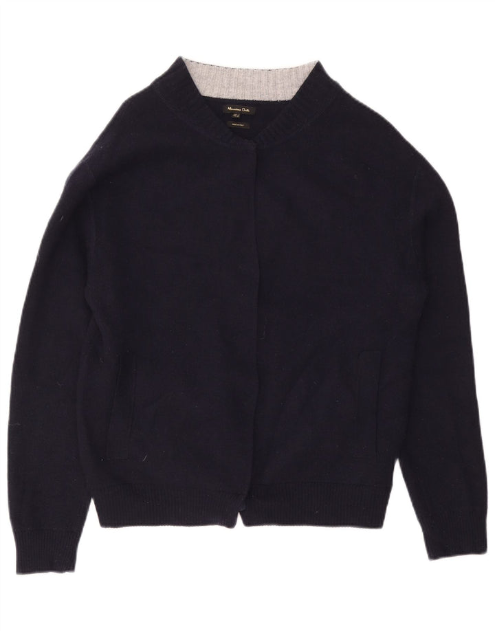 MASSIMO DUTTI Maglione cardigan aperto da donna UK 14 Medio Blu Navy