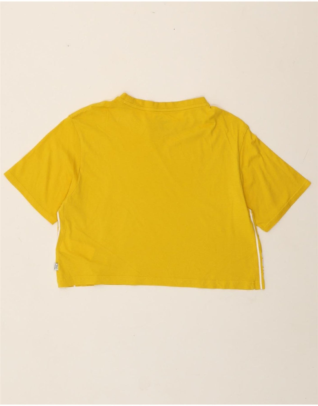 PUMA T-shirt corta oversize con grafica da donna UK 10 piccola in cotone giallo