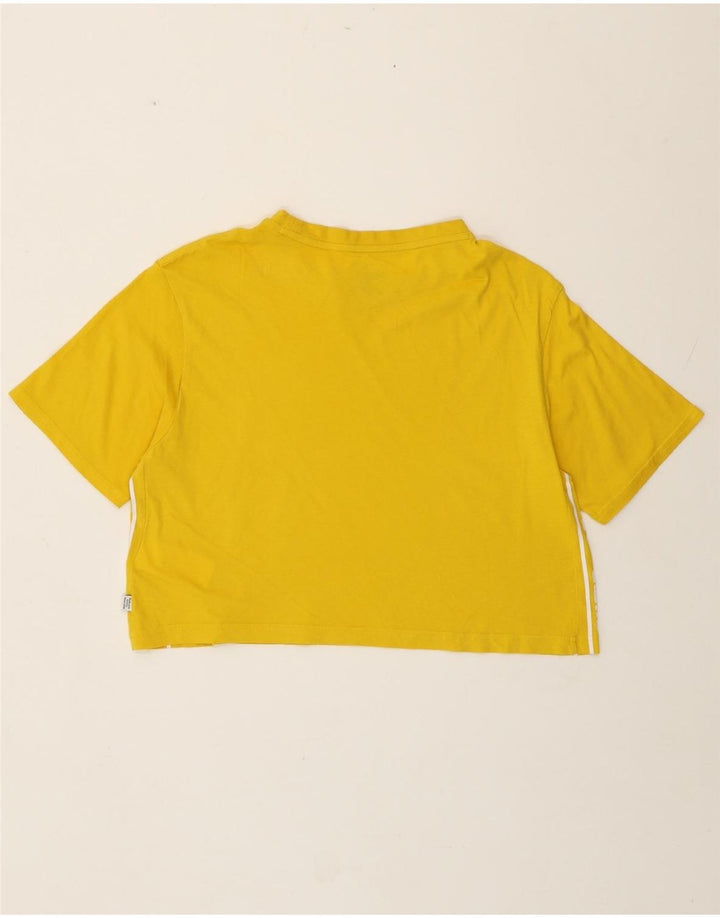 PUMA T-shirt corta oversize con grafica da donna UK 10 piccola in cotone giallo