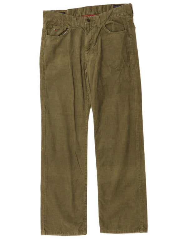 Pantaloni dritti in velluto a coste da uomo Tommy Hilfiger W34 L32 cotone verde