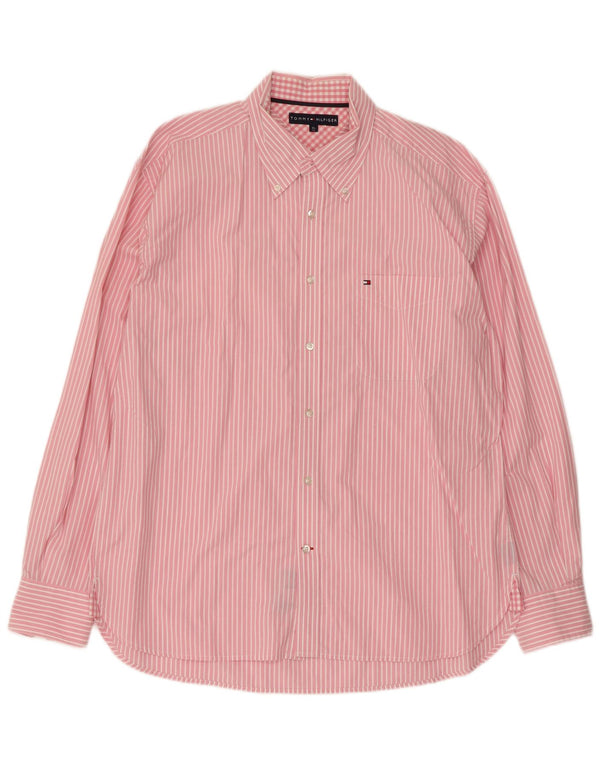 Camicia da uomo Tommy Hilfiger XL in cotone a righe rosa