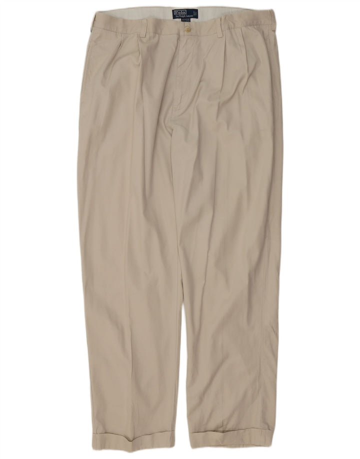 POLO RALPH LAUREN Pantaloni chino da uomo con pegging W38 L32 Cotone Beige