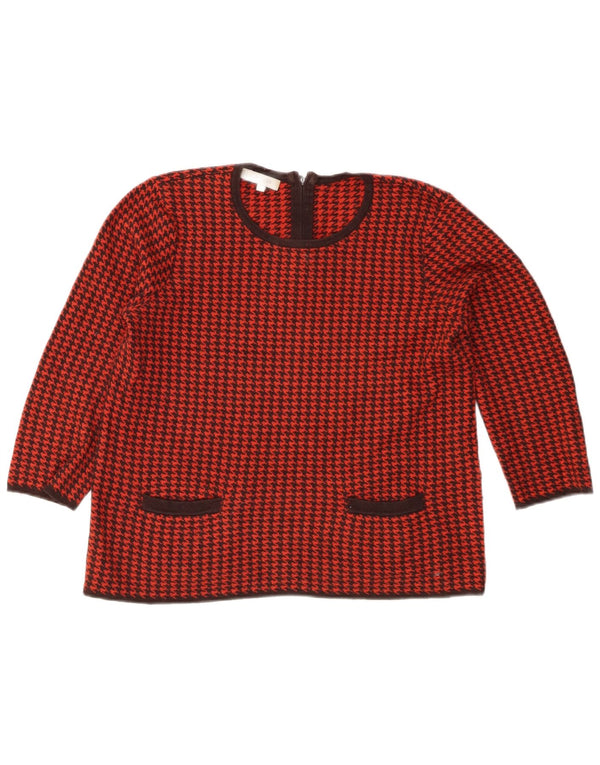 Hobbs maglione da donna con scollo a barchetta UK 14 medio pied de poule rosso